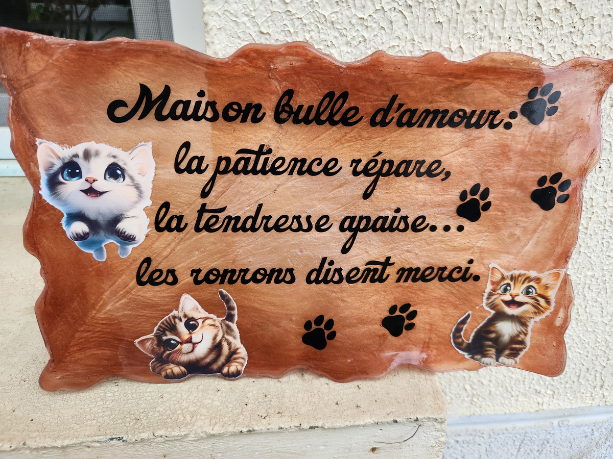 Plaque de porte pour famille d'accueil de chats