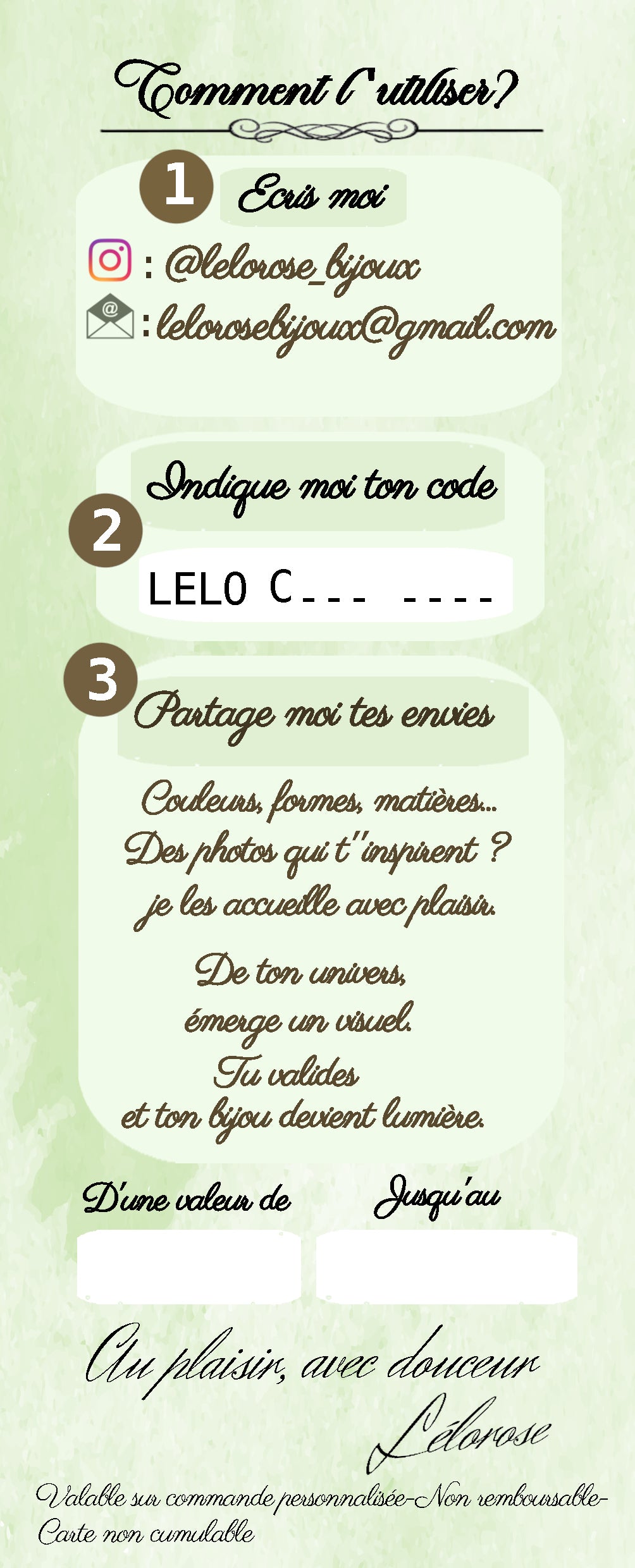 Carte cadeau Lélorose- montant libre